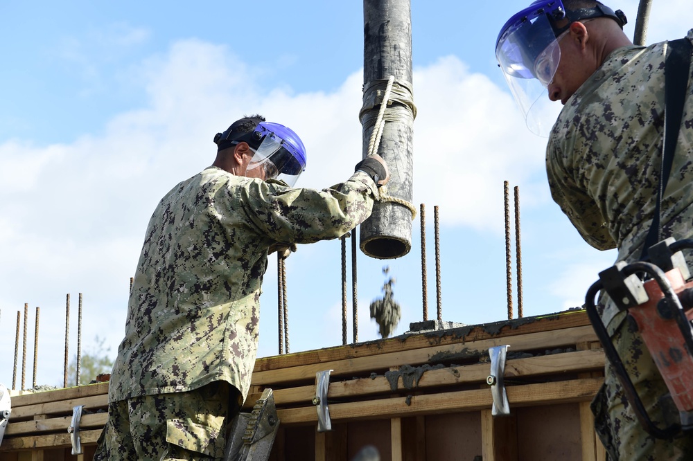 NMCB-3 Seabees Pour Concrete for K-Span Project