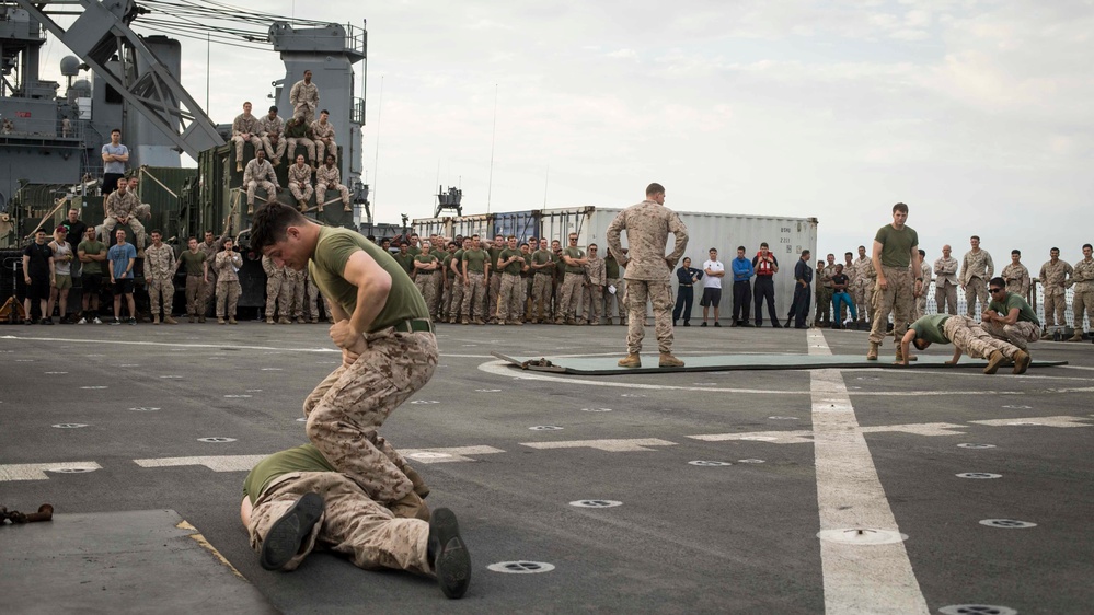 Marines get sprayed with OC on the flight deck