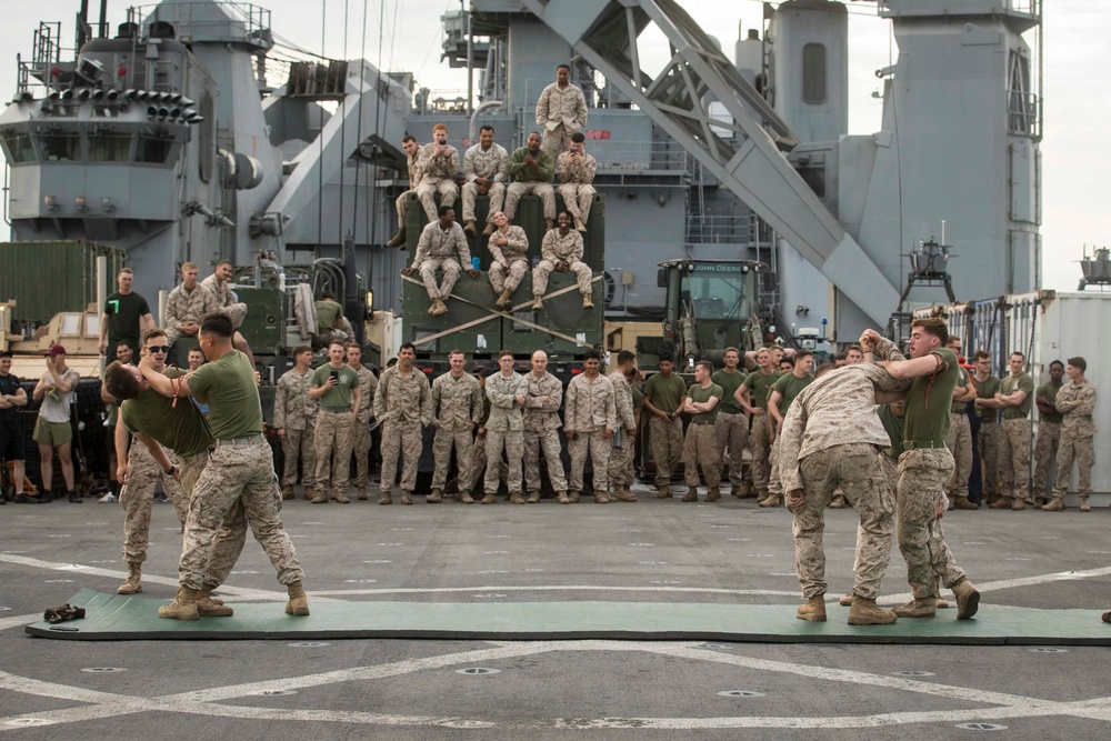 Marines get sprayed with OC on the flight deck