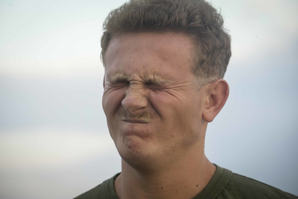 Marines get sprayed with OC on the flight deck