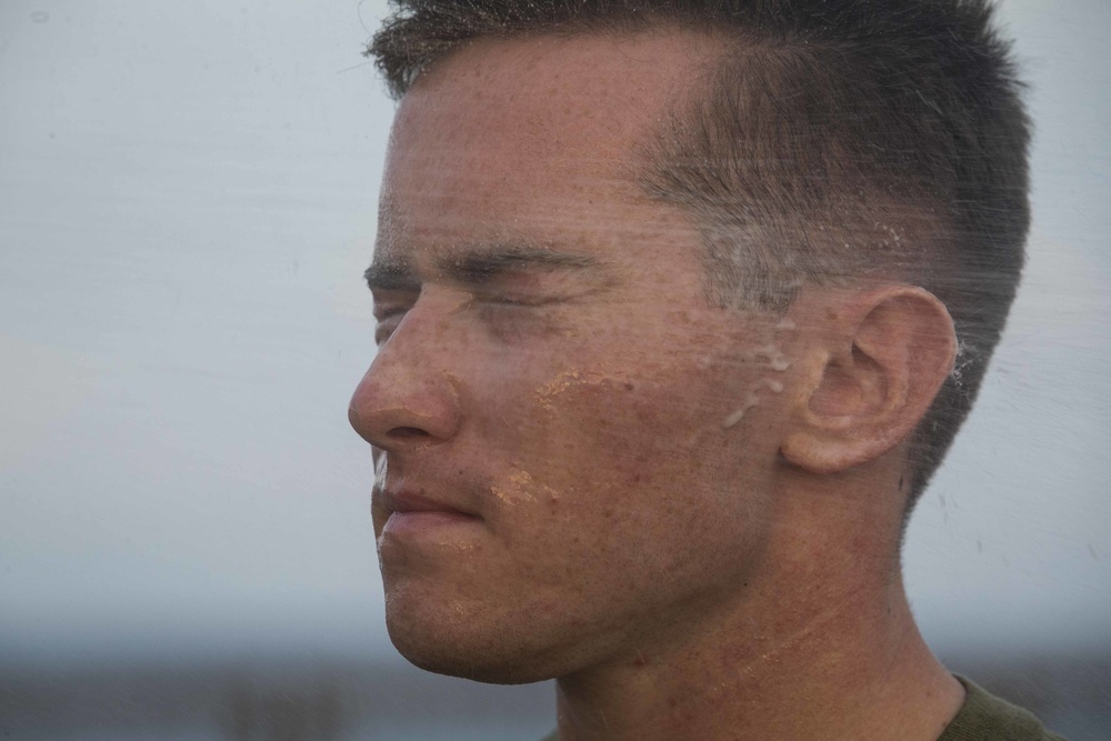 Marines get sprayed with OC on the flight deck