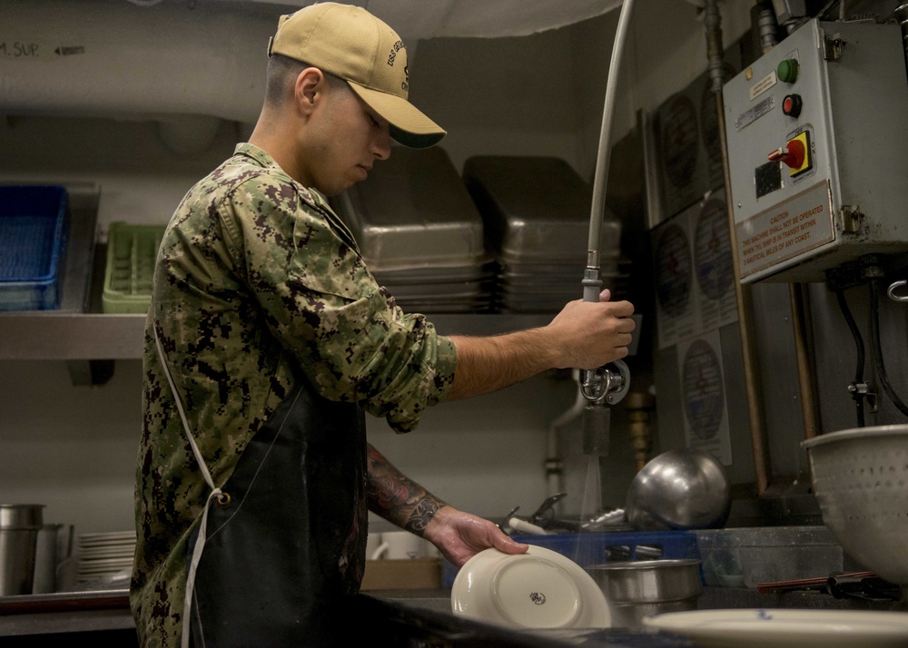 Sailor Cleans Dishes