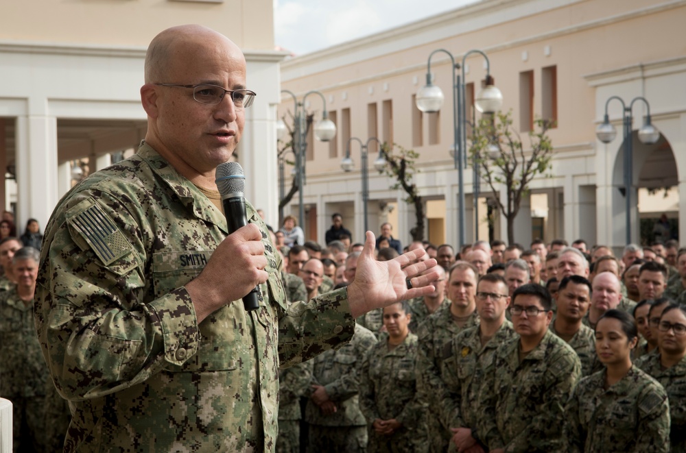 CNO and MCPON visit Sailors in Naples Thanksgiving Week
