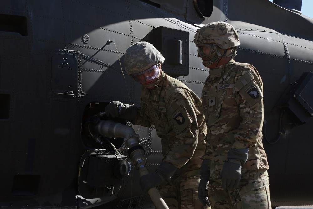 227th CSC refuel helicopters at Border