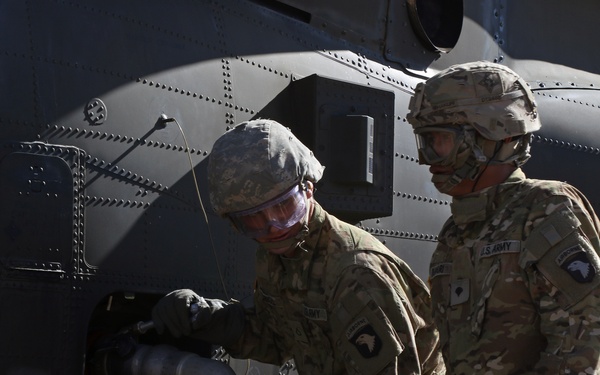 227th CSC refuel helicopters at Border