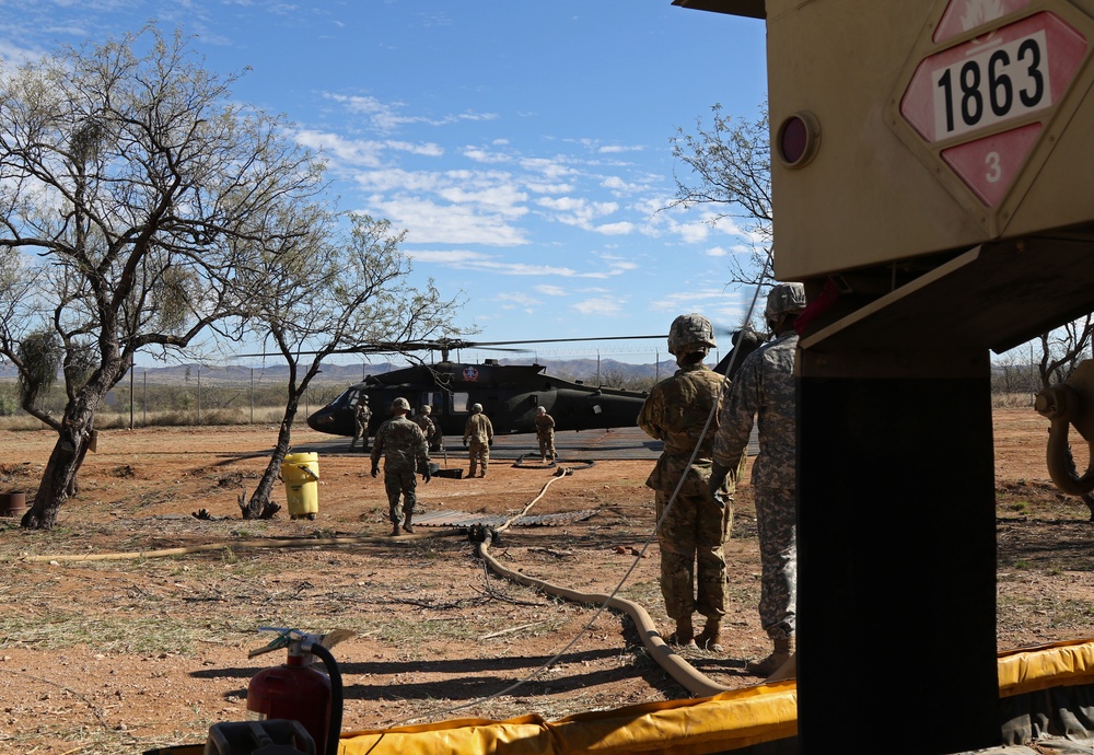 227th CSC refuel helicopters at Border
