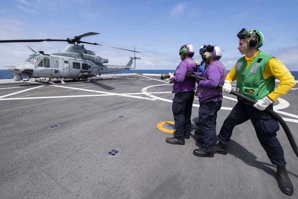 Marines and Sailors Aircraft Firefighting Training Aboard USS Somerset (LPD 25)