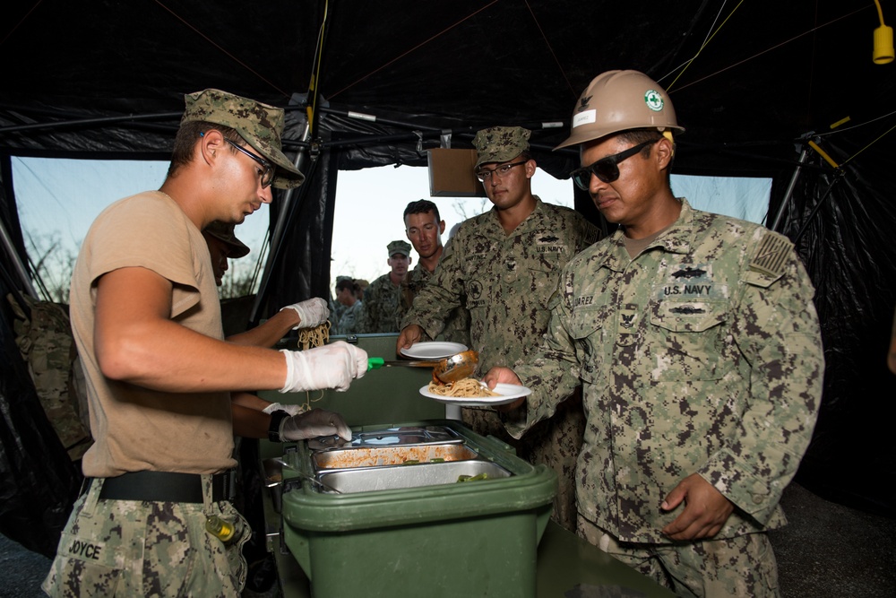 NMCB 1 and 303rd MEB Serve Dinner During Recovery Efforts in Tinian