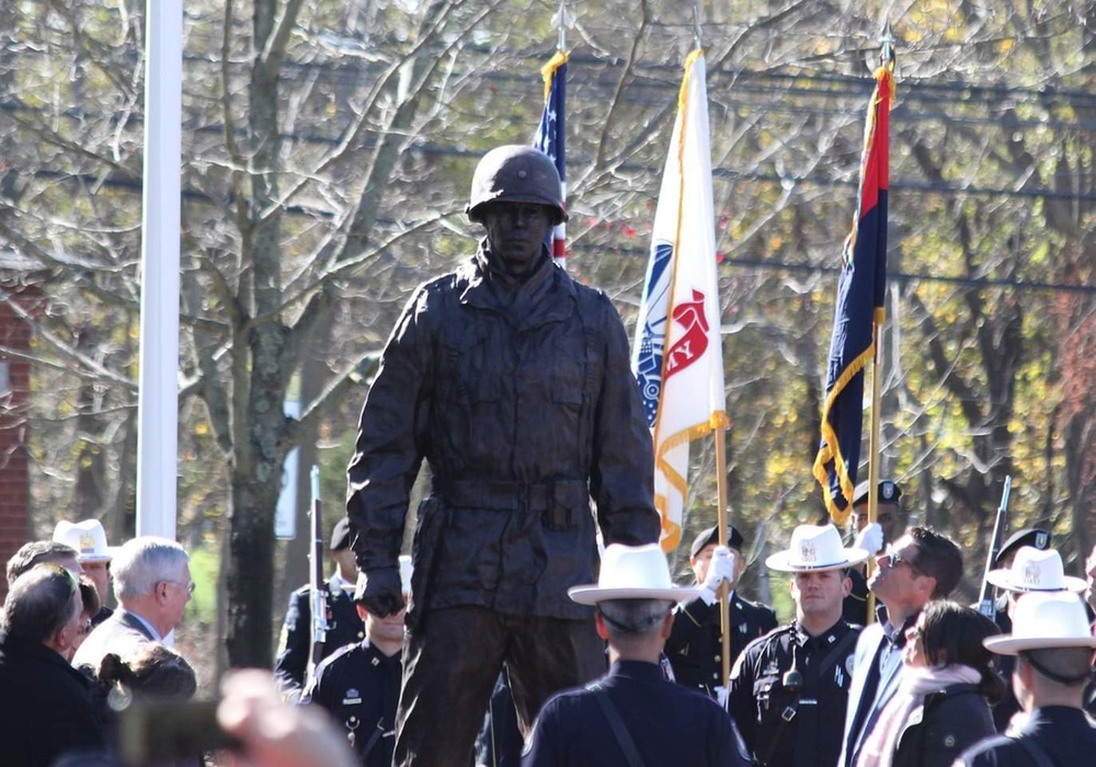 Former commander honored with a statue dedication on Veterans Day