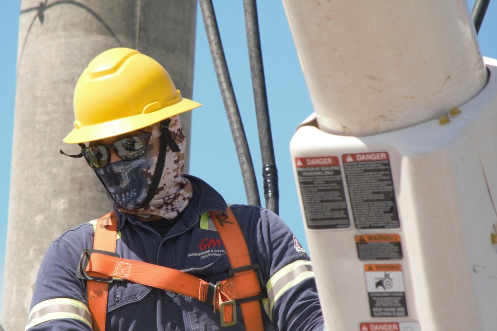 The Alpha Company 249th Engineer Battalion working jointly with Guam Power Authority,