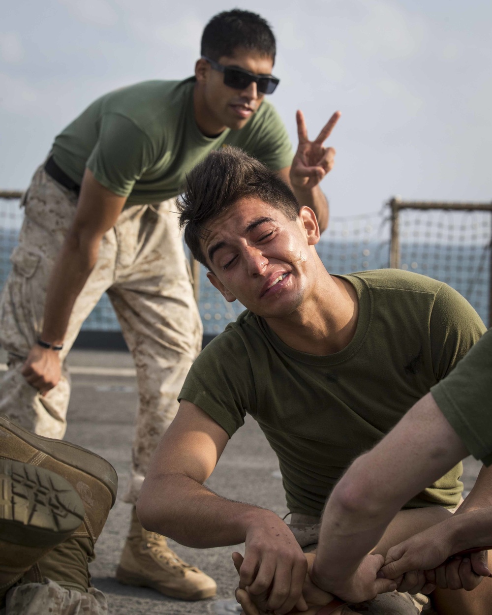 Marines endure the OC Spray Confidence Course