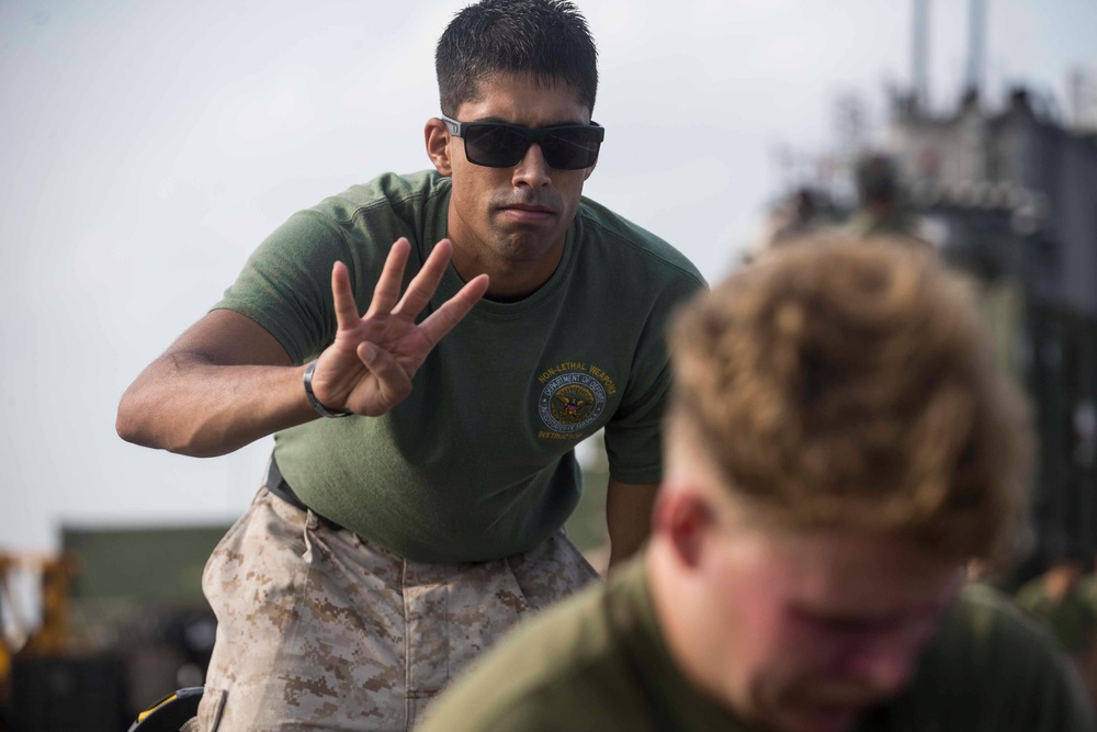 Marines endure the OC Spray Confidence Course