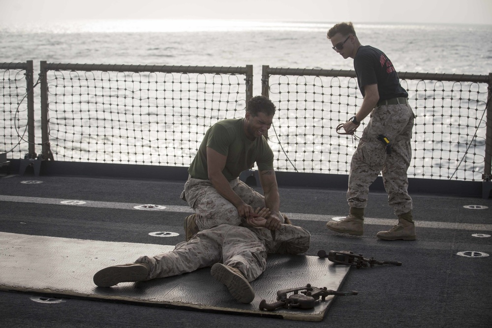 Marines endure the OC Spray Confidence Course