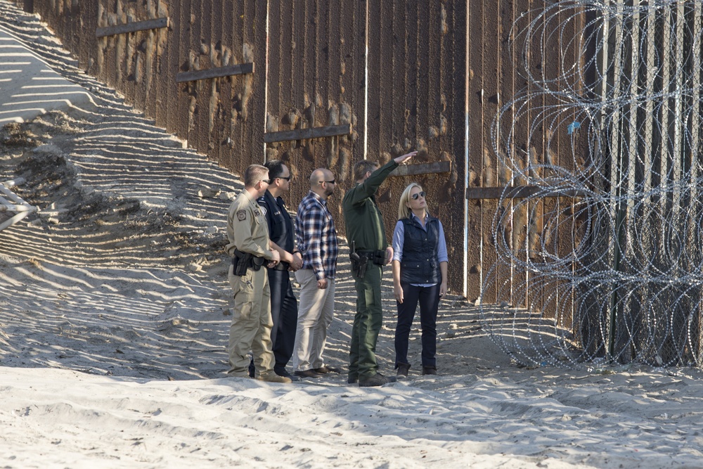 Secretary of Homeland Security Kirstjen M. Nielsen holds a press conference at Border Field State Park