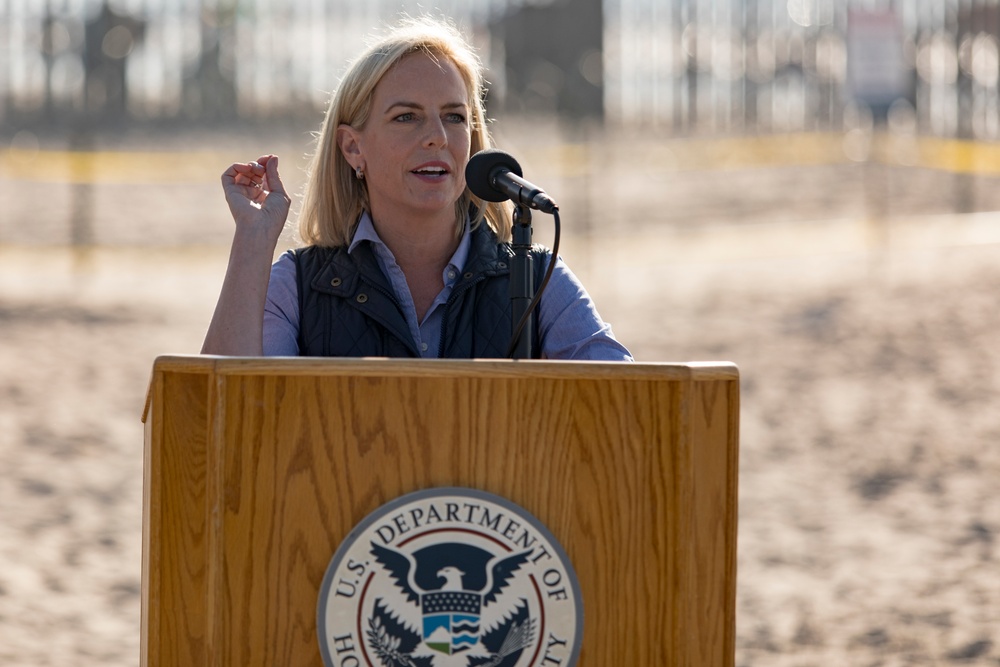 Secretary of Homeland Security Kirstjen M. Nielsen holds a press conference at Border Field State Park