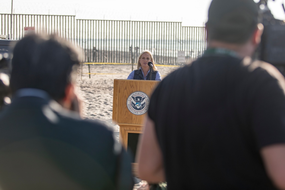 Secretary of Homeland Security Kirstjen M. Nielsen holds a press conference at Border Field State Park