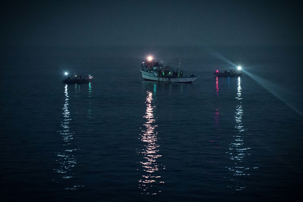 USS Jason Dunham (DDG 109) conducts night maritime security operations