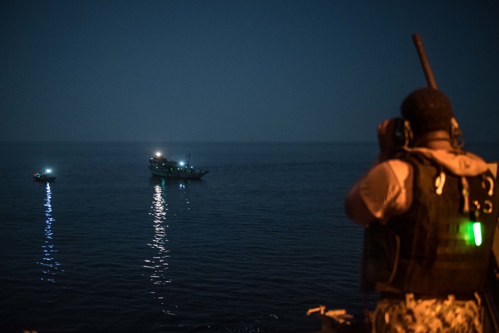 USS Jason Dunham (DDG 109) conducts night maritime security operations
