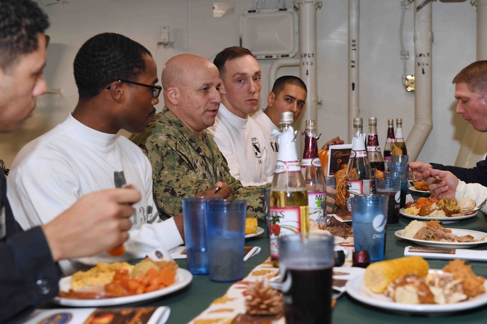 CNO and MCPON visit USS Harry S. Truman Sailors for Thanksgiving