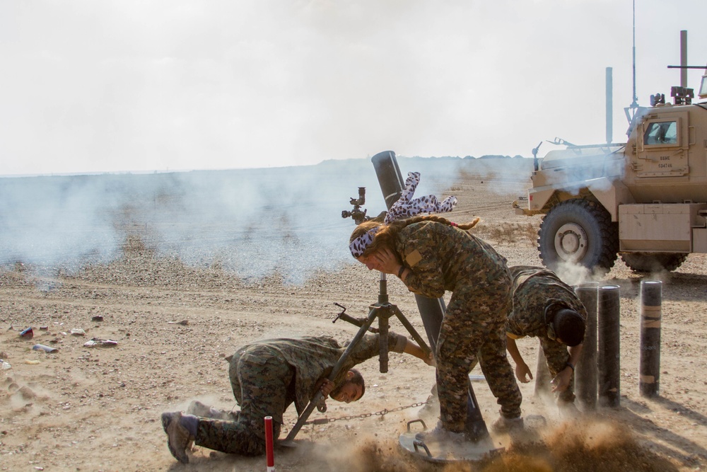 Syrian Democratic Forces Train and Work with Coalition Mortar Teams