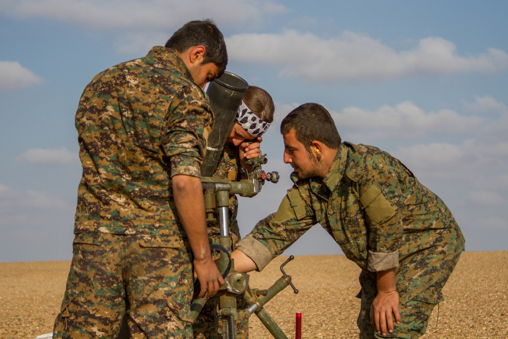 Syrian Democratic Forces Train and Work with Coalition Mortar Teams