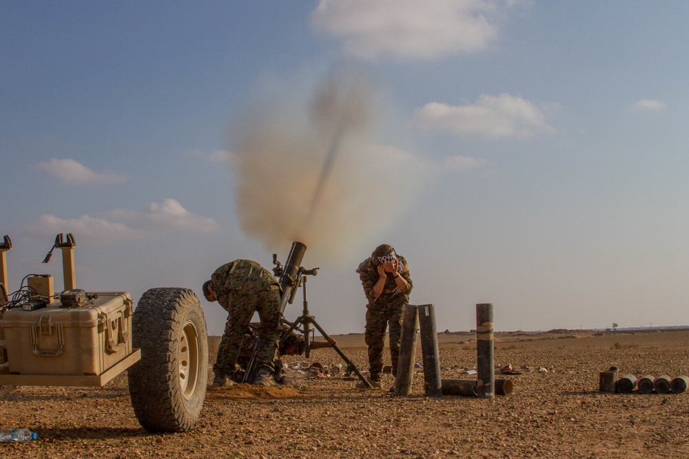 Syrian Democratic Forces Train and Work with Coalition Mortar Teams