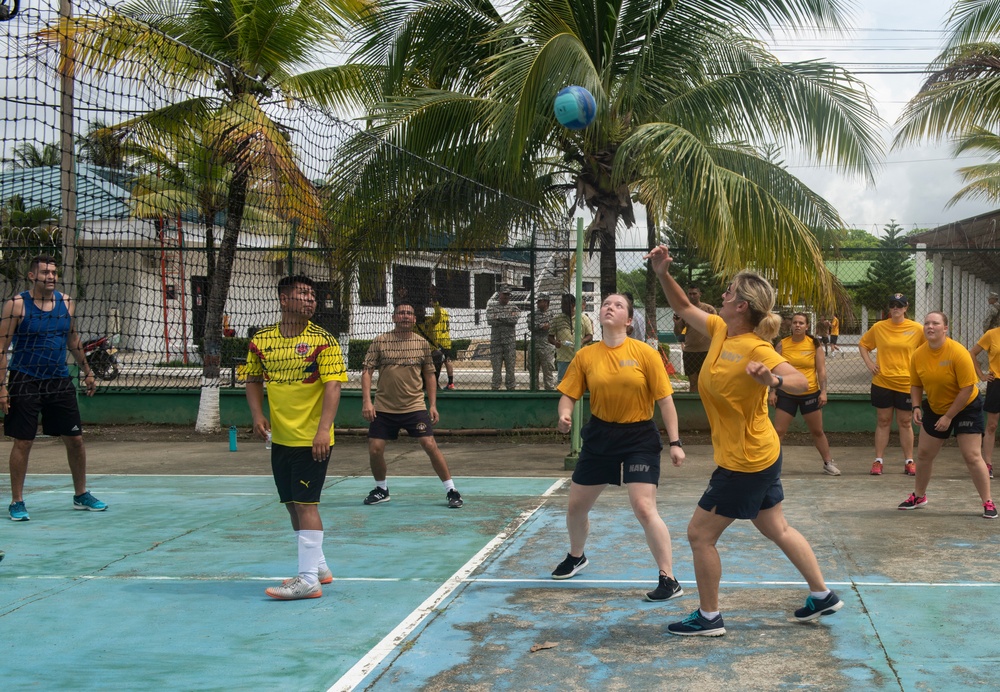 USNS Comfort Sailors Play a Friendly Volleyball Game with Colombian Armada