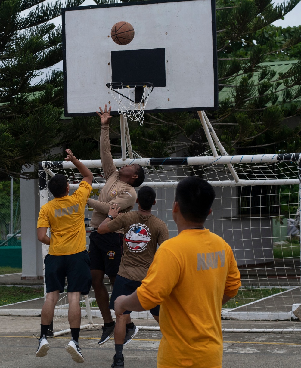 USNS Comfort Sailors Play a Friendly Basketball Game with Colombia Armada