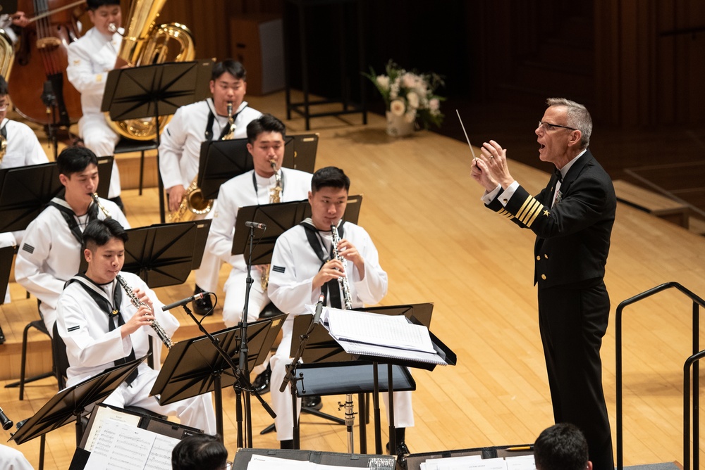 Navy Band musicians perform with ROK Navy Band