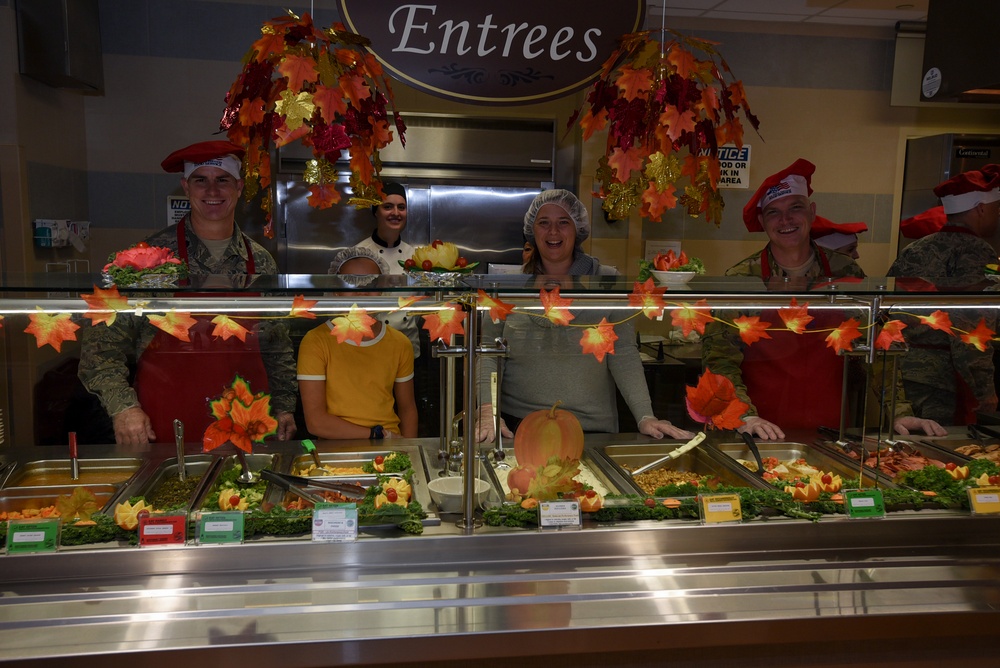 Joint Base leadership serves Thanksgiving meal to service members