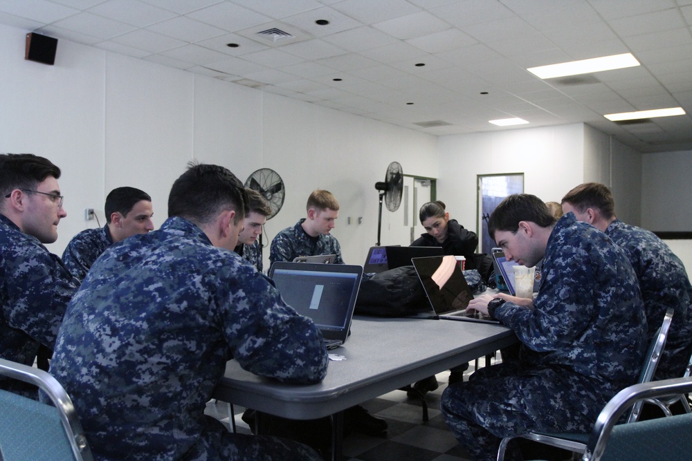 Midshipmen take part in a CTF event at AvengerCon III