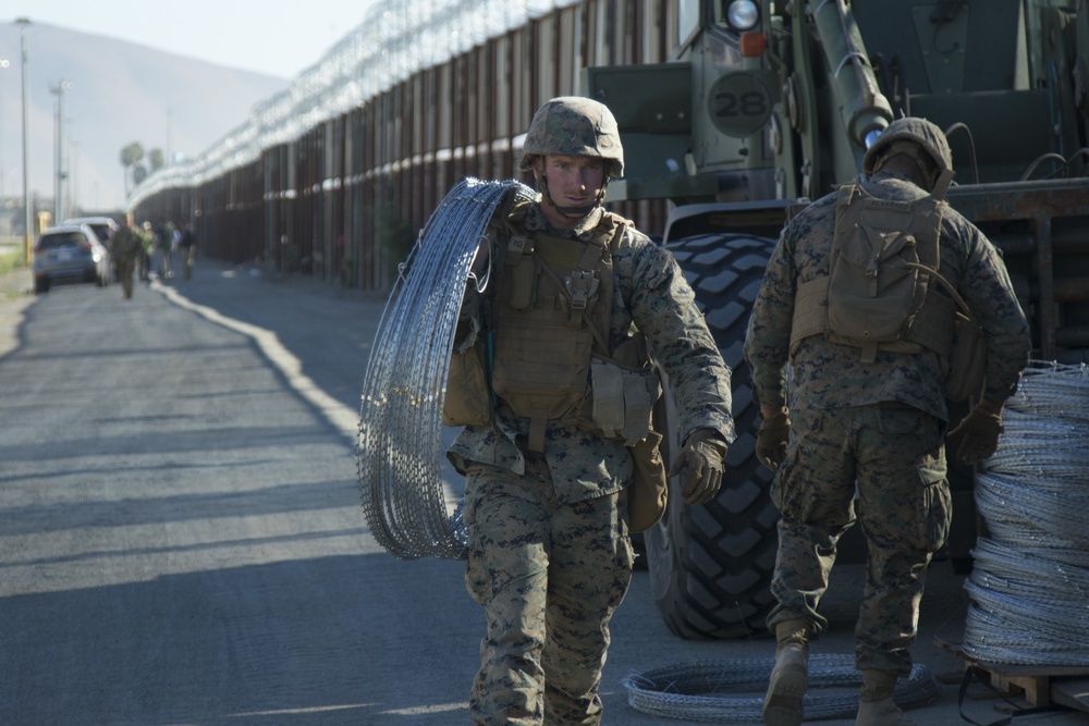 U.S. Soldiers and Marines assist with border operations