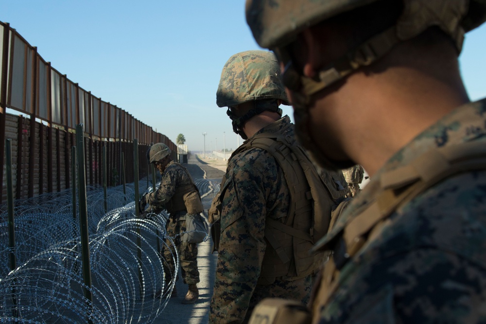 U.S. Soldiers and Marines assist with border operations