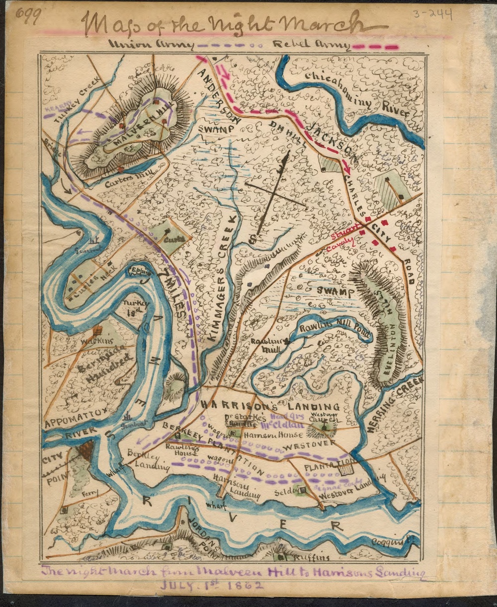 Seven Days Battles map - Civil War