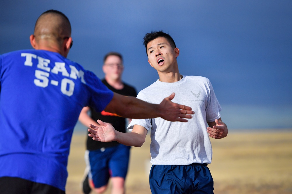 Airmen trot towards finish line