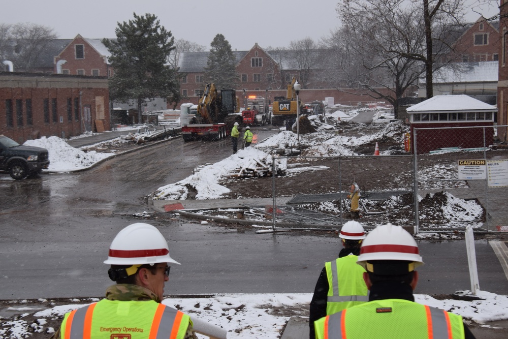 Ongoing construction near the temporary kitchen site