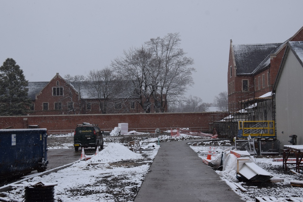 Ongoing construction near the temporary kitchen site