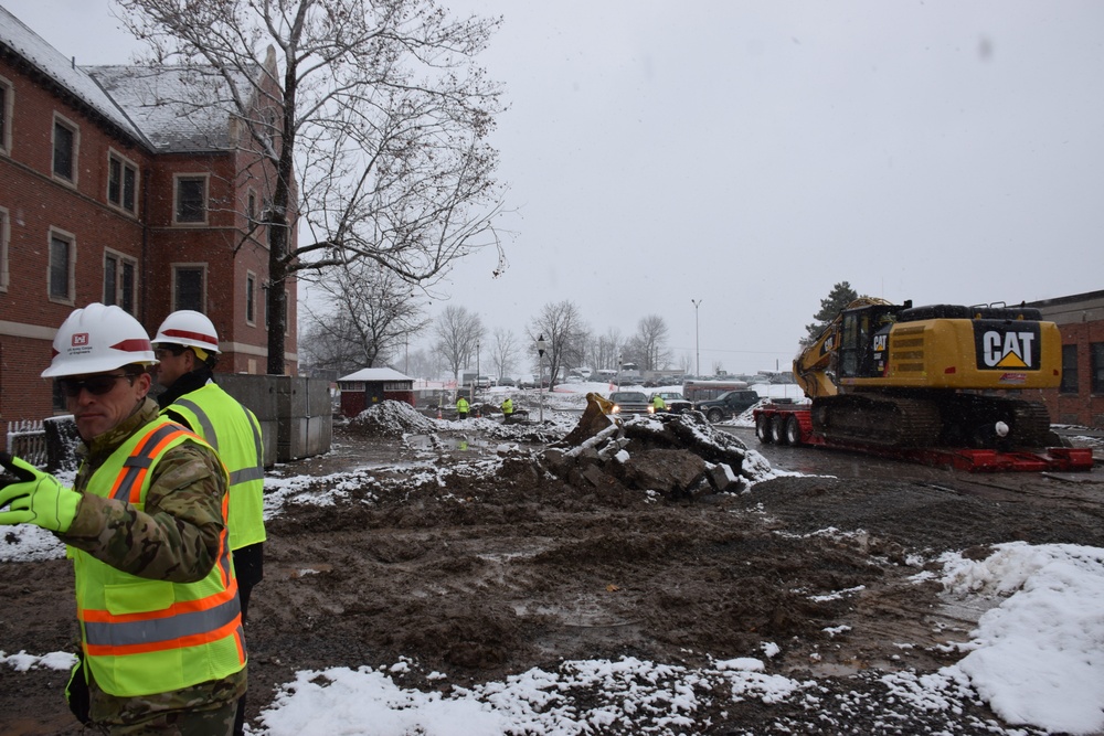 Ongoing construction near the temporary kitchen site