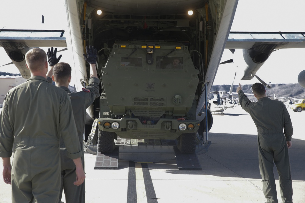 Loading cargo onto a KC-130J Hercules