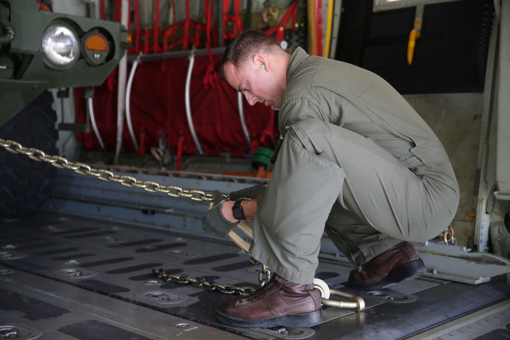 Loading cargo onto a KC-130J Hercules