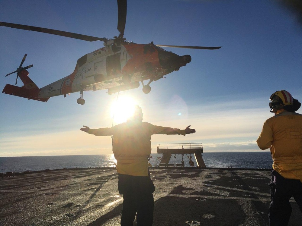 Air Station Sitka aircrew conducts training with USCGC Healy