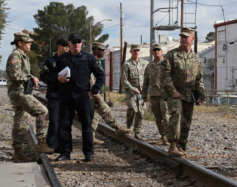 65th MP Company leaders perform a walk through with U.S Customs and Border Protection in Nogales