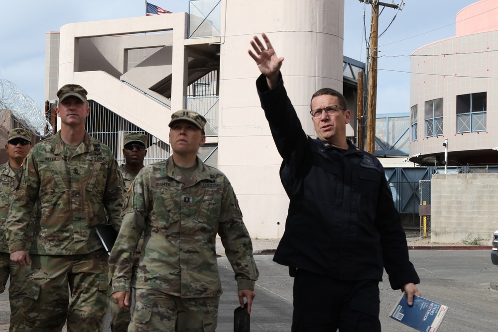 65th MP Company leaders perform a walk through with U.S Customs and Border Protection in Nogales