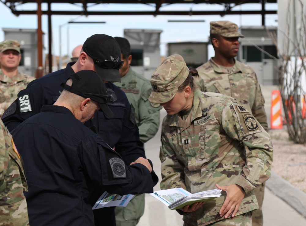 65th MP Company leaders perform a walk through with U.S Customs and Border Protection in Nogales