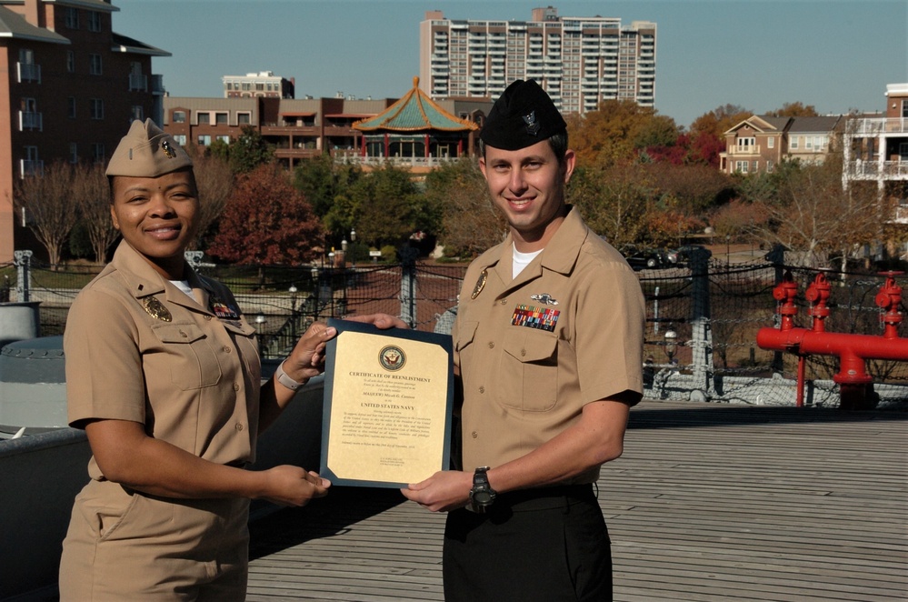 Re-enlistment aboard a Battleship