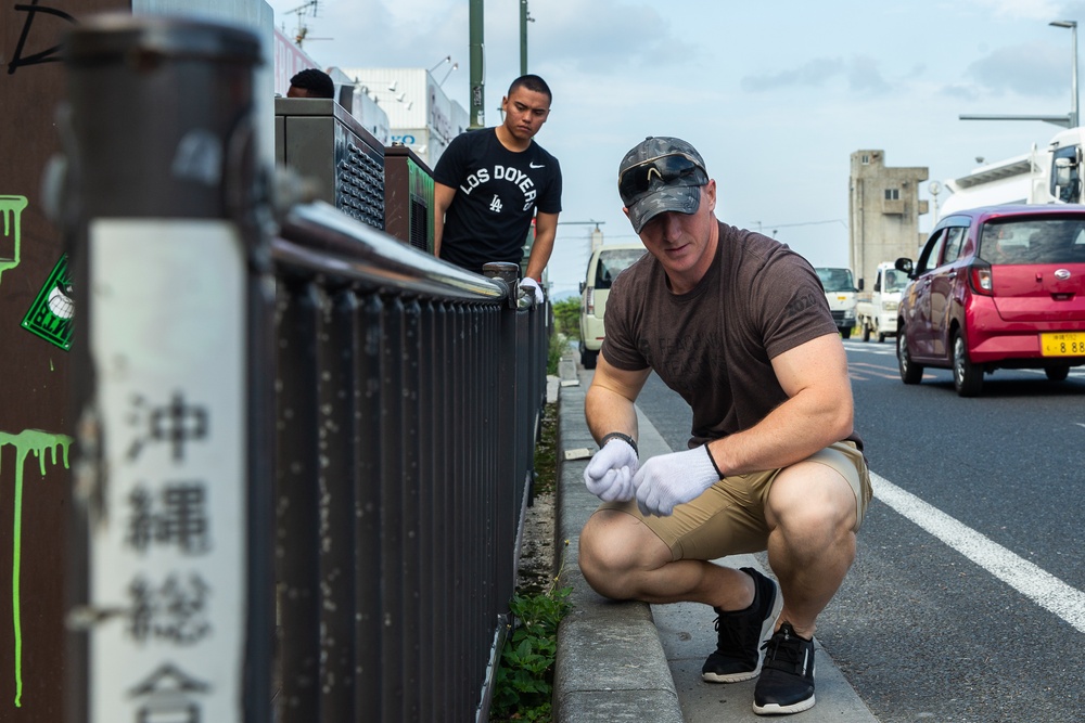 BLT Marines build relationship with Kin community during town cleanup in Okinawa