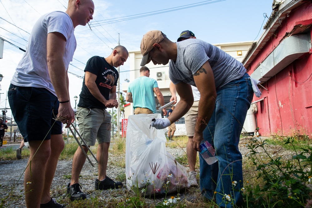 BLT Marines build relationship with Kin community during town cleanup in Okinawa