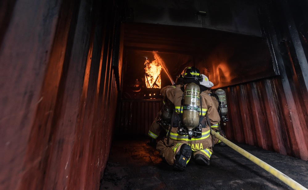 Kadena and Naha firefighters fired up for bilateral training