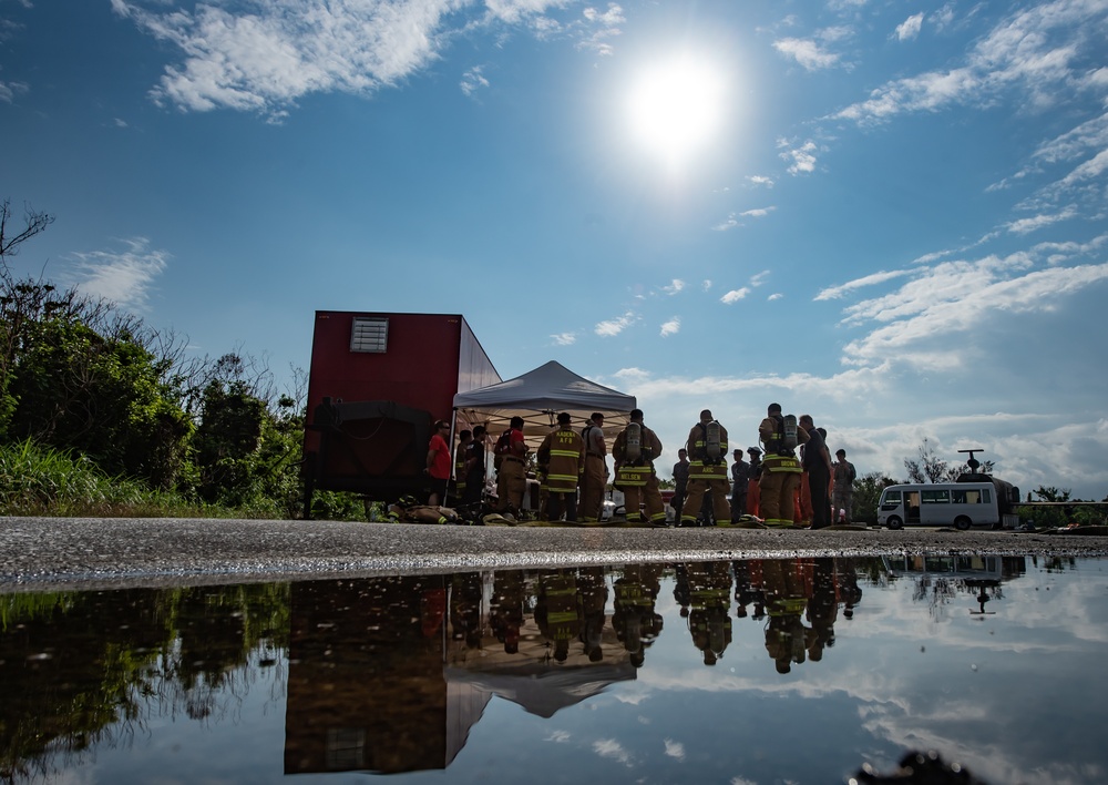 Kadena and Naha firefighters fired up for bilateral training