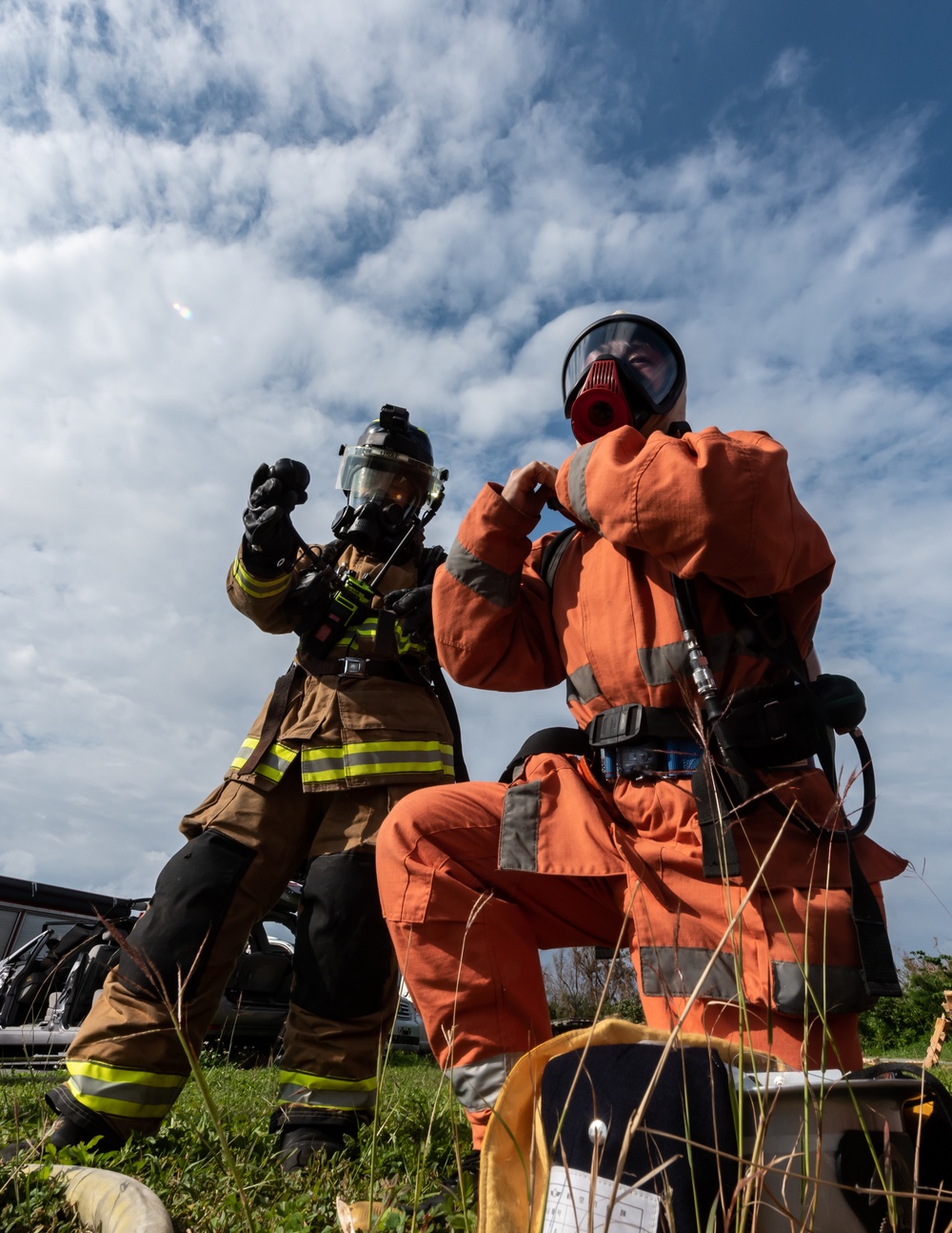 Kadena and Naha firefighters fired up for bilateral training